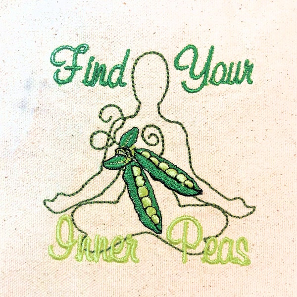 Find Your Inner Peas Embroidery Design Vegetable Pun Sayings Meditation Machine Embroidery Design