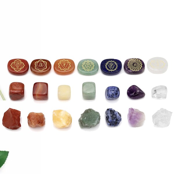 7 Chakra Stones Set, Raw Crystal, Round Crystal Healing Disc Reiki Buttons, Chakra Symbols Palm Stones, Worry Stone, Chakra Grid, Meditation