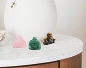 Hand Carved Crystal Buddha Happy Buddha Rose Quartz Buddha Mini Laughing Buddha Statue Aventurine Buddha Healing Crystal Yoga Gift