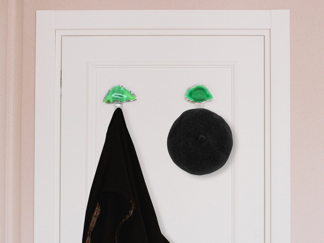 Modern Hooks for 4, Decorative Hook for Keys, Towel Hook, Natural Agate Adhesive Hooks, Hat Hook