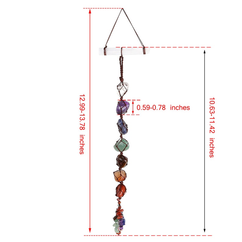 Chakra Hanging Ornament,Rear view Mirror Charms,7 Chakra Healing Crystal Wall Hanger With Selenite Stick,Feng Shui Ornament,Window Ornament
