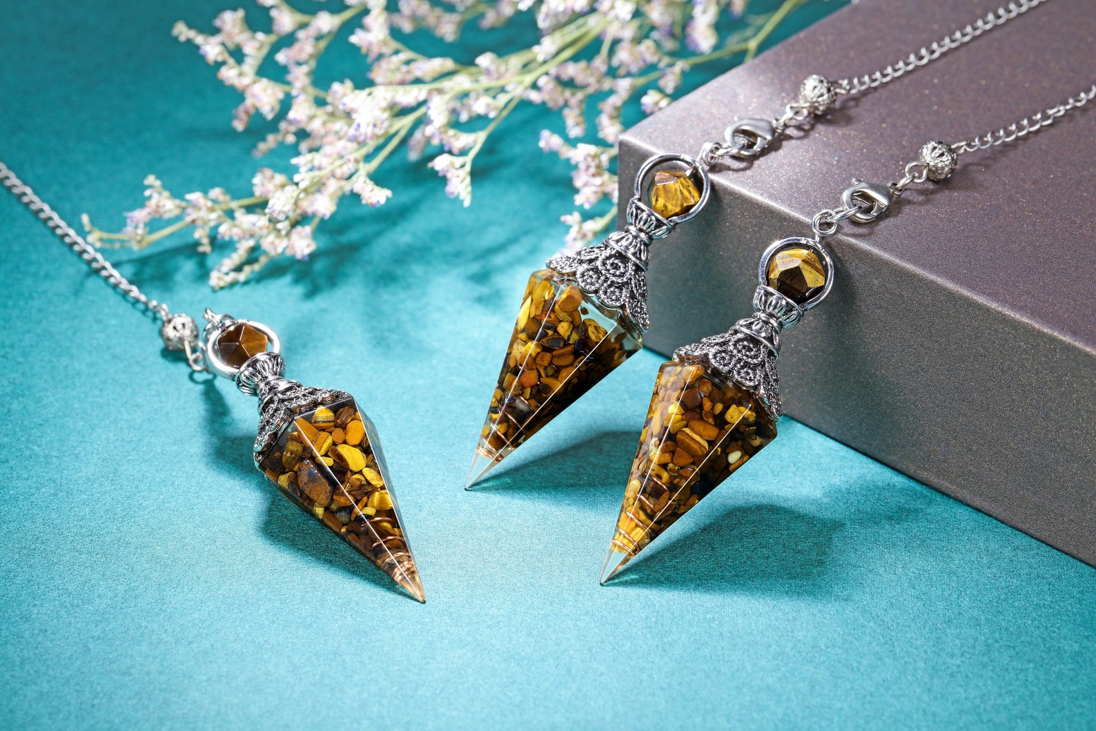 Seven Chakras Crystal Pendulum/ Rainbow Orgone Pendulum/ Etsy