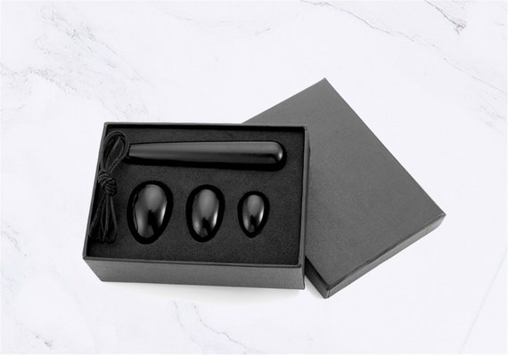 Yoni Eggs With Massage Wand 3pcs Obsidian Eggs Kegel Egg Gua Sha Crystal Dildo Yoni Crystal Wand Female Healing Kegel Exercise