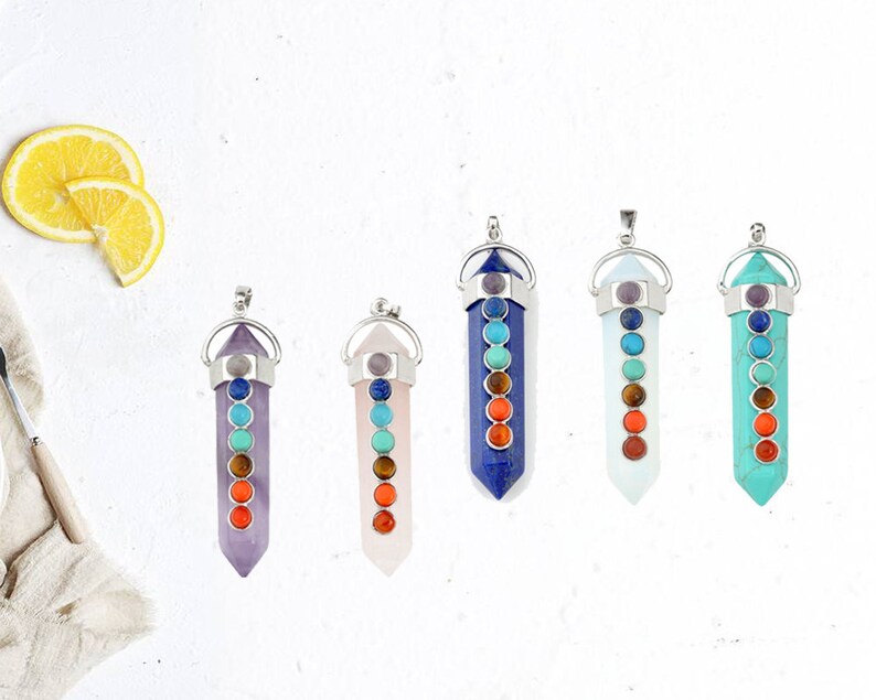Hexagon Crystal Quartz Healing Point Reiki Chakra Gemstone Pendant 5pcs
