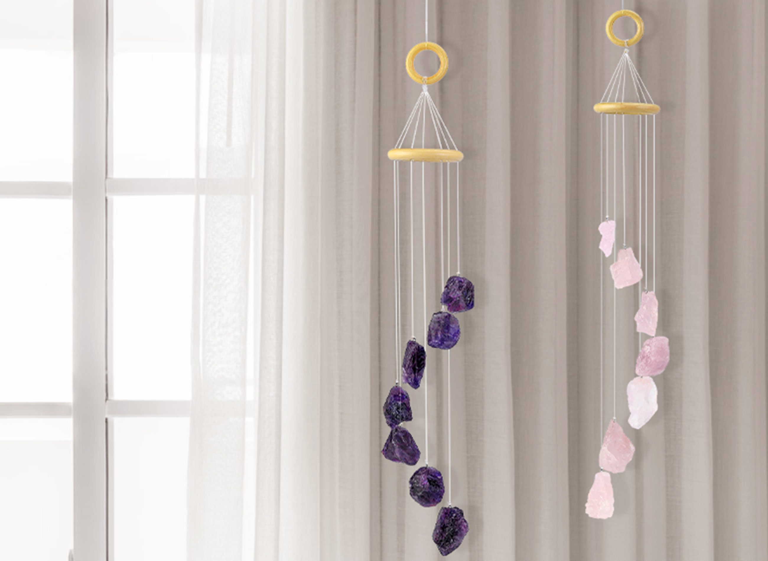 Moon Wind Chimes with Amethyst Tree for Purple Room Decor Aesthetic,  Hanging Crystal Decor for Home Decor Wall, Purple Bedroom Decor for Women,  Home