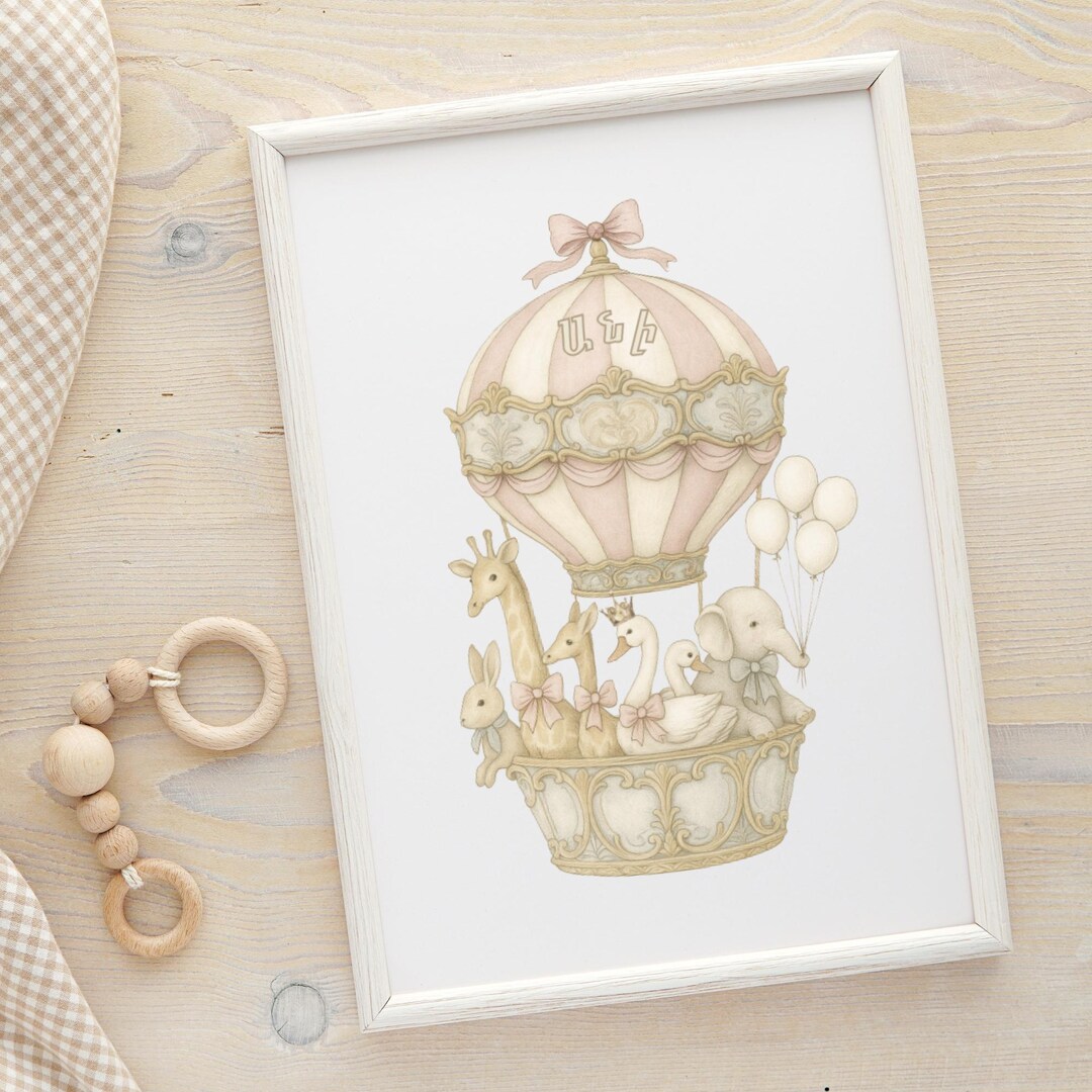 Personalized Hot Air Balloon Nursery Art Print | Custom Name Baby Room ...