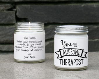 Therapist Gift Candle Card - Personalized Gift for Physical Therapist - Coworkers Colleagues - Counselor Social Worker Candle Gift