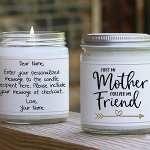 Candle Gift for Mom from Daughter, Mother Daughter Friendship, Personalized Gift for Mom, Mothers Day Card, Unique Mom Birthday Gift Ideas image 1