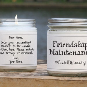 Thinking of you, Social Distancing Gift, Quarantine Gift, Candle Gift for Friend, I Miss You Card, Friendship Gift, For Coworker, Roommate
