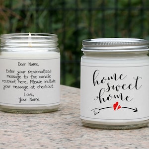 Housewarming Gift Candle, Personalized Gift for New Home, New Homeowner Gift, Home Sweet Home, Moving to New Home, Cute Housewarming Ideas image 1