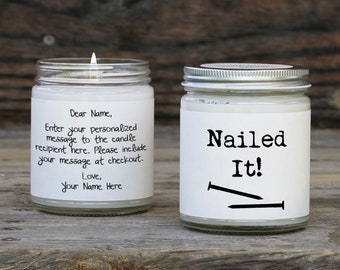 Nailed It Candle, Funny Congrats Gift Ideas, Unique Congratulations Gift, Funny Congrats Card, Nailed it Card, Friend Gift, Graduation Gift