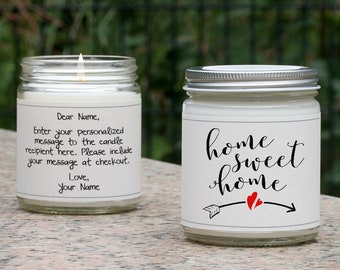 Housewarming Gift Candle, Personalized Gift for New Home, New Homeowner Gift, Home Sweet Home, Moving to New Home, Cute Housewarming Ideas