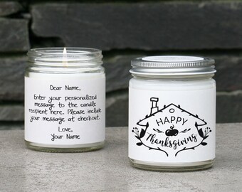 Happy Thanksgiving Home Decor Gift Candle - Thanksgiving Candle Card Greeting - Best Thanksgiving Gift Ideas -  Scented Hostess Candle Gift