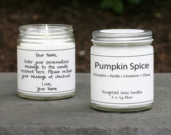 Pumpkin Spice Scented Soy Blend Candle, Thoughtful Wicks Signature Scent, Fall Scented Pumpkin Spice Candles, Combine Free Shipping Over 35