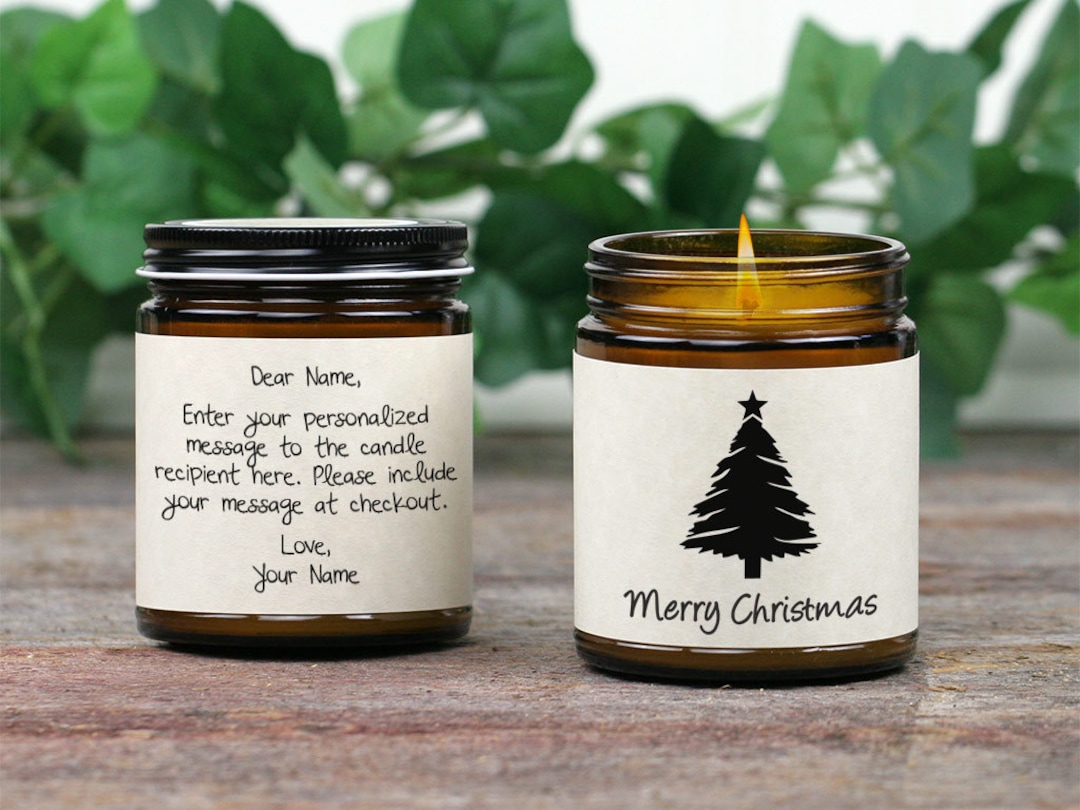 8oz Custom Personalized Christmas Candle Custom Gift Custom Message Ch