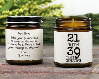 60th Birthday Gifts for Women | 8oz Scented Candle | Turning 60 | Unique Gift Idea for Her | Personalized Message Candle Card Happy Birthday