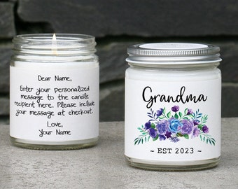 New Grandma Candle, New Grandma, Grandma EST 2023 Gift, Pregnancy Reveal, Grandma to be, New Grandma Gift, Personalized Grandma Candle Gift