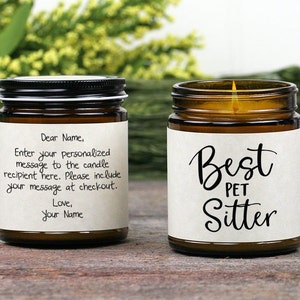 Pet Sitter Gift Candle | Gift for Pet Sitter | Pet Sitter Thank You Card | Dog Sitter Gift | Cat Sitter Gift | Best Pet Sitter Candle Card