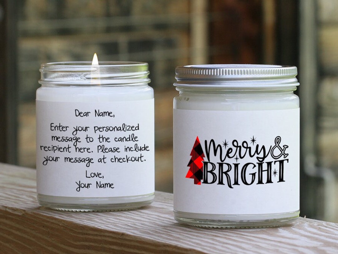 8oz Custom Personalized Christmas Candle Custom Gift Custom Message Ch