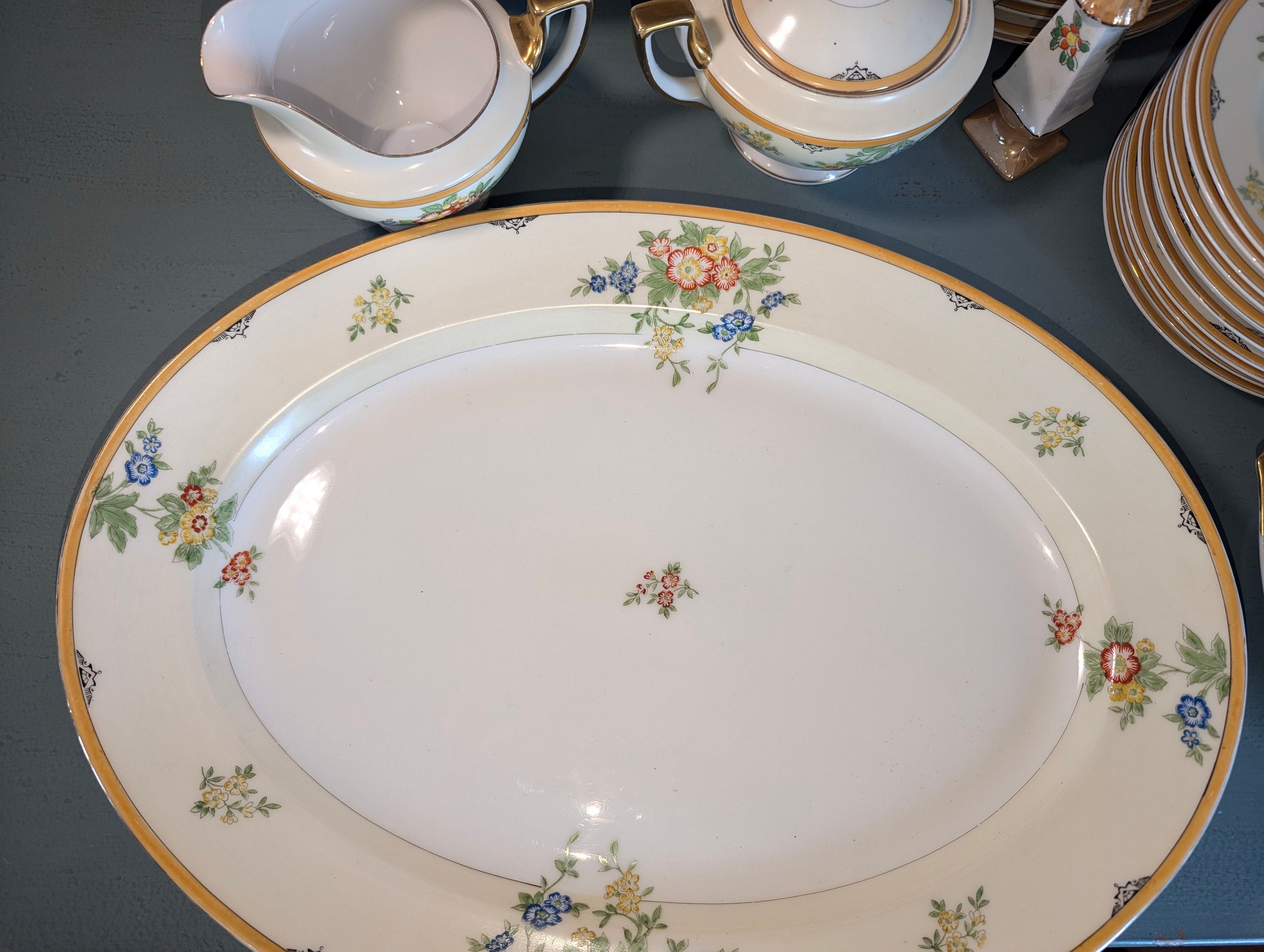 中国19-20世紀 花柄彩色の欧米輸出食器 アンティーク 菓子皿 2枚セット 中国19-20世紀 花柄彩色の欧米輸出食器 シノワズリ アンティーク