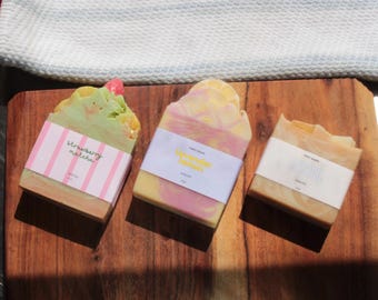 3 Random Artisan Soap Bars | Spa Gift Set, Soap Sampler Box