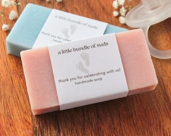 Mini jabones para baby shower / Elige tu tipo de jabón, etiqueta personalizada (barras de 28 g)