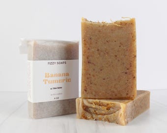 Handmade Banana Turmeric Soap: Shea Butter, Sandalwood Scent