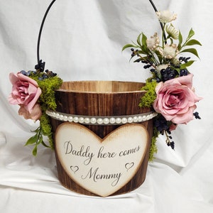 Rustic Ivory Flower Girl Baskets/ White Flower Girl Basket