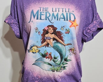 Ariel shirt, animated little mermaid t-shirt, kids princess shirt, princess shirt, girls tshirt, princess birthday, custom bleach shirt