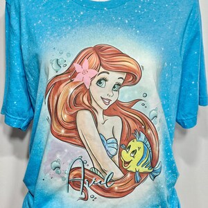 Camiseta de Ariel, camiseta de La Sirenita, camiseta de Princesa, niños, La Sirenita, niñas, mujeres, camiseta personalizada con lejía imagen 10