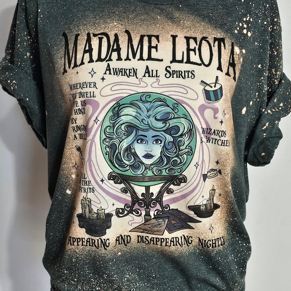 Madame Leota shirt, haunted mansion, psychic, hitchhiking ghosts, tight rope lady, Foolish mortals, Halloween, bleach t-shirt