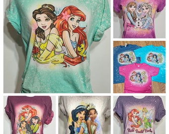 Princess shirt, classic princess, all princesses, girls, moms favorite Disney princess, birthday, custom bleach shirt