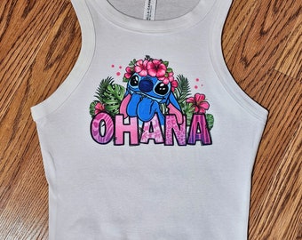 Camiseta Stitch, top corto Stitch, Ohana, sudadera Stitch, sudadera con capucha, top corto