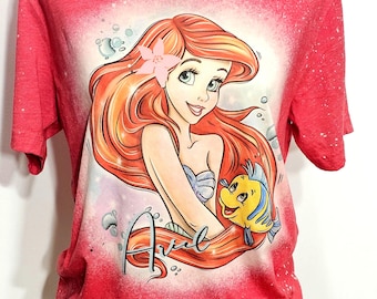 Ariel shirt, little mermaid shirt, Princess tshirt, kids, the little mermaid, toddler, girls, womens, custom bleach shirt