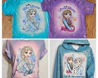 Elsa shirt, Anna shirt, Princess shirt, elsa and anna, olaf, kids princess tshirt, girls, magic kingdom, custom bleach shirt