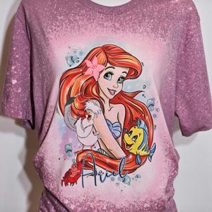Camiseta de Ariel, camiseta de La Sirenita, camiseta de Princesa, niños, La Sirenita, niñas, mujeres, camiseta personalizada con lejía imagen 14