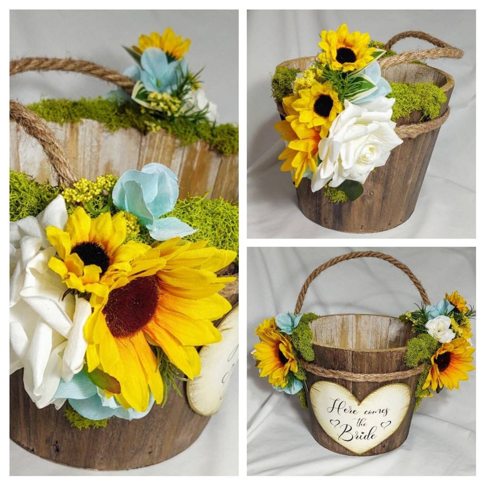 Rustic Flower Girl Basket/ Ivory Flower Girl Basket/flower Etsy