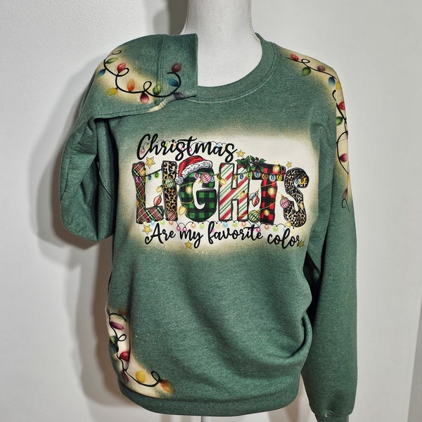 My favorite color is Christmas lights sweatshirt, Christmas sweatshirt, hoodie, bleach shirt