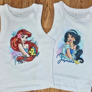 Princess shirt, Princess crop top, princess tshirt, custom princess tees, ariel, tiana, moana, elsa, anna, pocahontas, mulan, belle