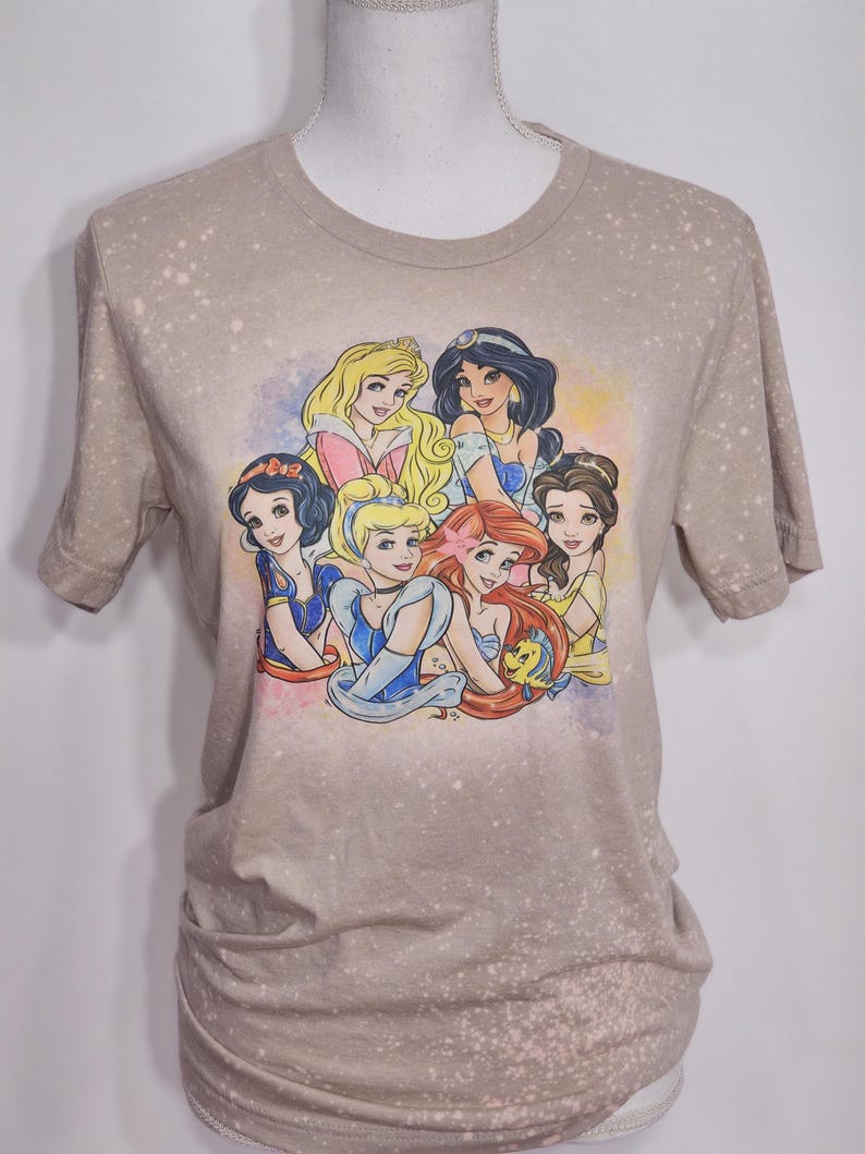 Camiseta de Ariel, camiseta de La Sirenita, camiseta de Princesa, niños, La Sirenita, niñas, mujeres, camiseta personalizada con lejía imagen 13