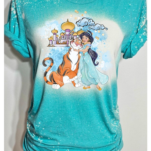 Aladdin shirt, princess shirt, Jasmine tshirt, kids princess, girls shirt, kids, Abu, Jafar,magic carpet, genie, lamp,custom bleach shirt