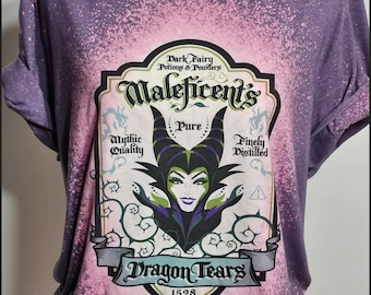 Chemise maléfique, t-shirt méchants, chemise d'Halloween, mauvaises filles, chemise de la belle au bois dormant, château de princesse, Aurora, Ursula, chemise à l'eau de javel