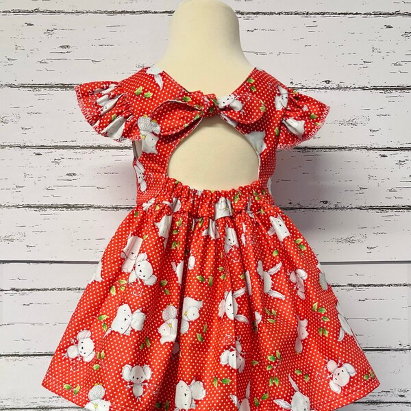 9-12 Monate // Mädchen Polka Dot Kleid, Frühling Sommer Baby Kleid, Schleifen, Rüschen, Sommer besondere Gelegenheit tragen für Kinder, Kinder Party Kleid