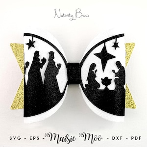 Christmas Nativity Bow Template, Christmas Bow SVG, Hair Bow PDF, Nativity SVG Bow, Svg files for Cricut Cut Files, Silhouette Cut Files,