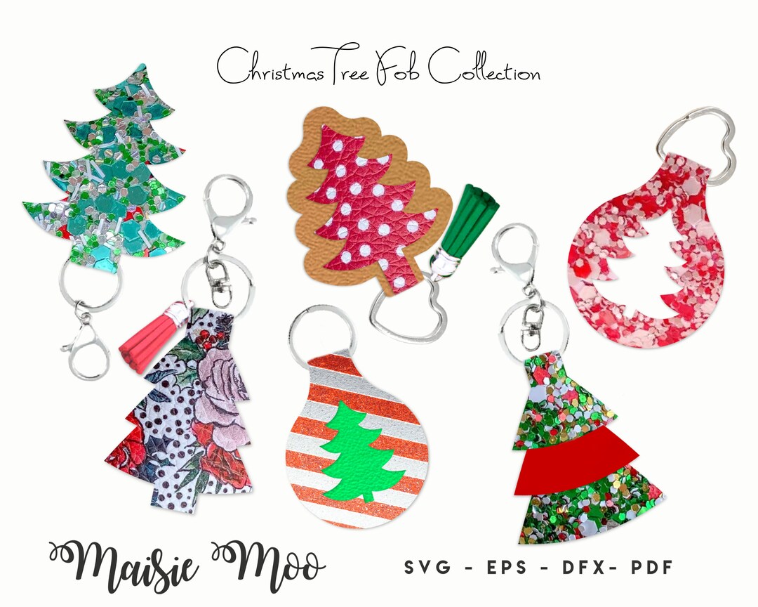 Christmas Tree Key Fob SVG Christmas Keychain Bag Tag Fob Etsy