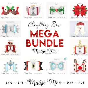 Christmas Bow SVG Bundle, Christmas Bow Template SVG, Bow Bundle SVG, Svg files for Cricut Cut Files, Silhouette Cut Files, Maisie Moo
