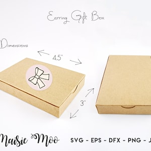 Earring Gift Box Template Collection, Scalloped Window Earring Display Box SVG, Keychain Gift Box DXF, Gift Box PDF, Cricut Box svg image 6