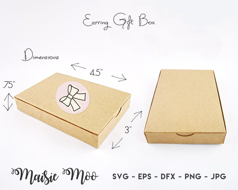 Earring Gift Box Template Collection, Scalloped Window Earring Display Box SVG, Keychain Gift Box DXF, Gift Box PDF, Cricut Box svg image 6