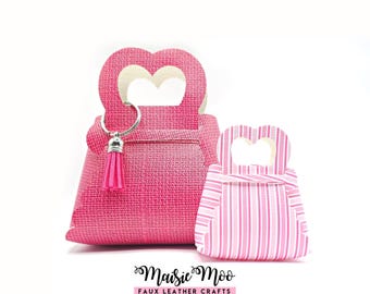 Folded Heart Purse SVG Template, No Sew Faux Leather Mini Bag, Scalloped Purse Pattern, Cricut Valentine Gift Bag