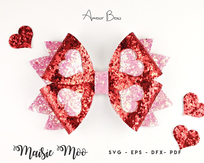 Download Valentines Day Bow SVG Love Heart Bow Template Amour Bow ...